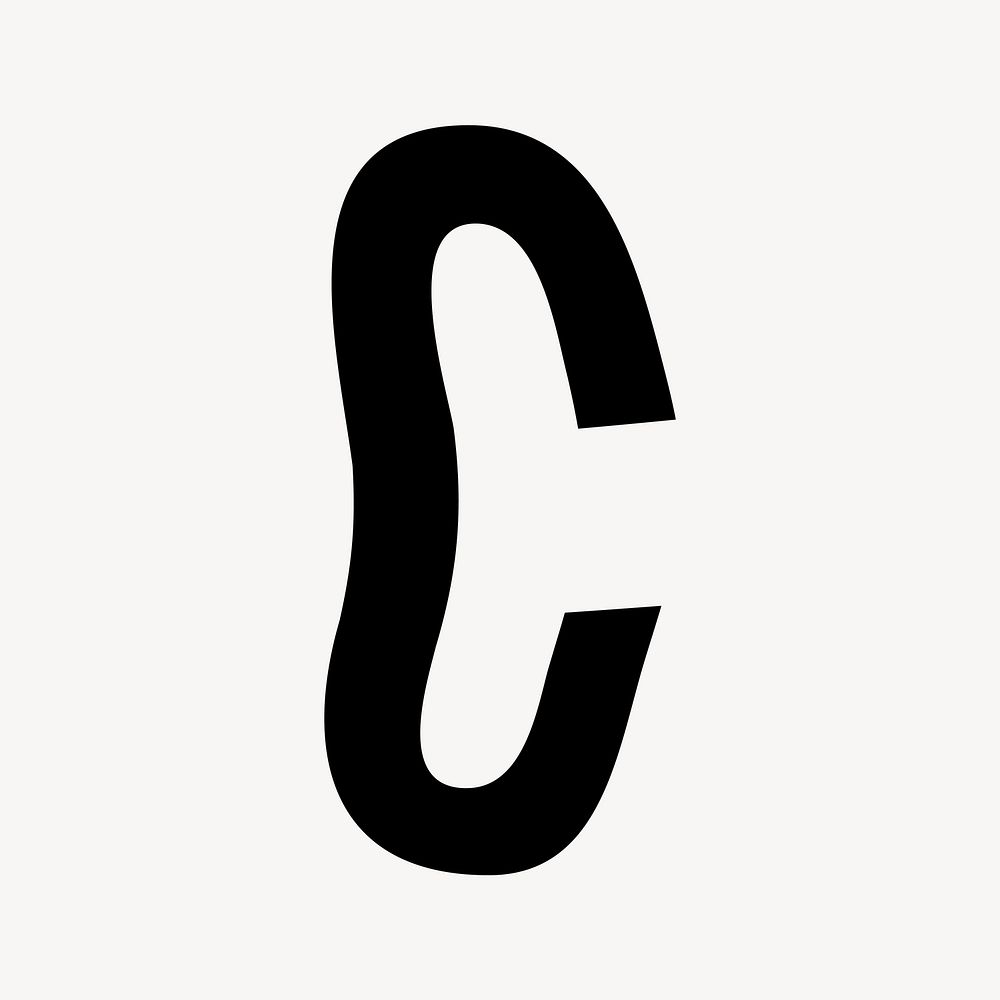 Letter c in black distort font illustration