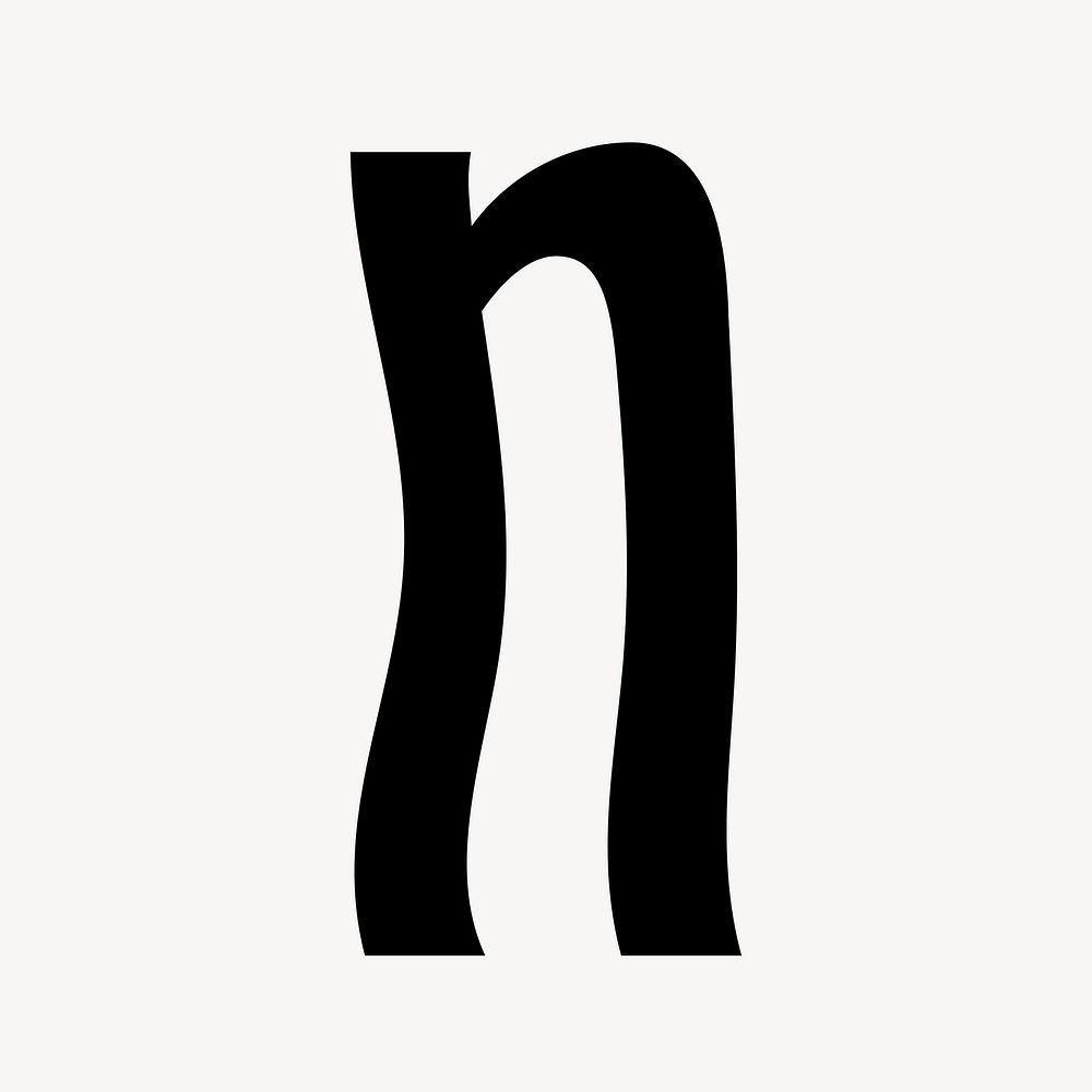 Letter n in black distort font illustration