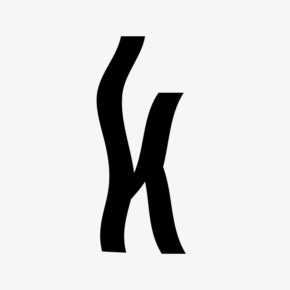 Letter k in black distort font illustration