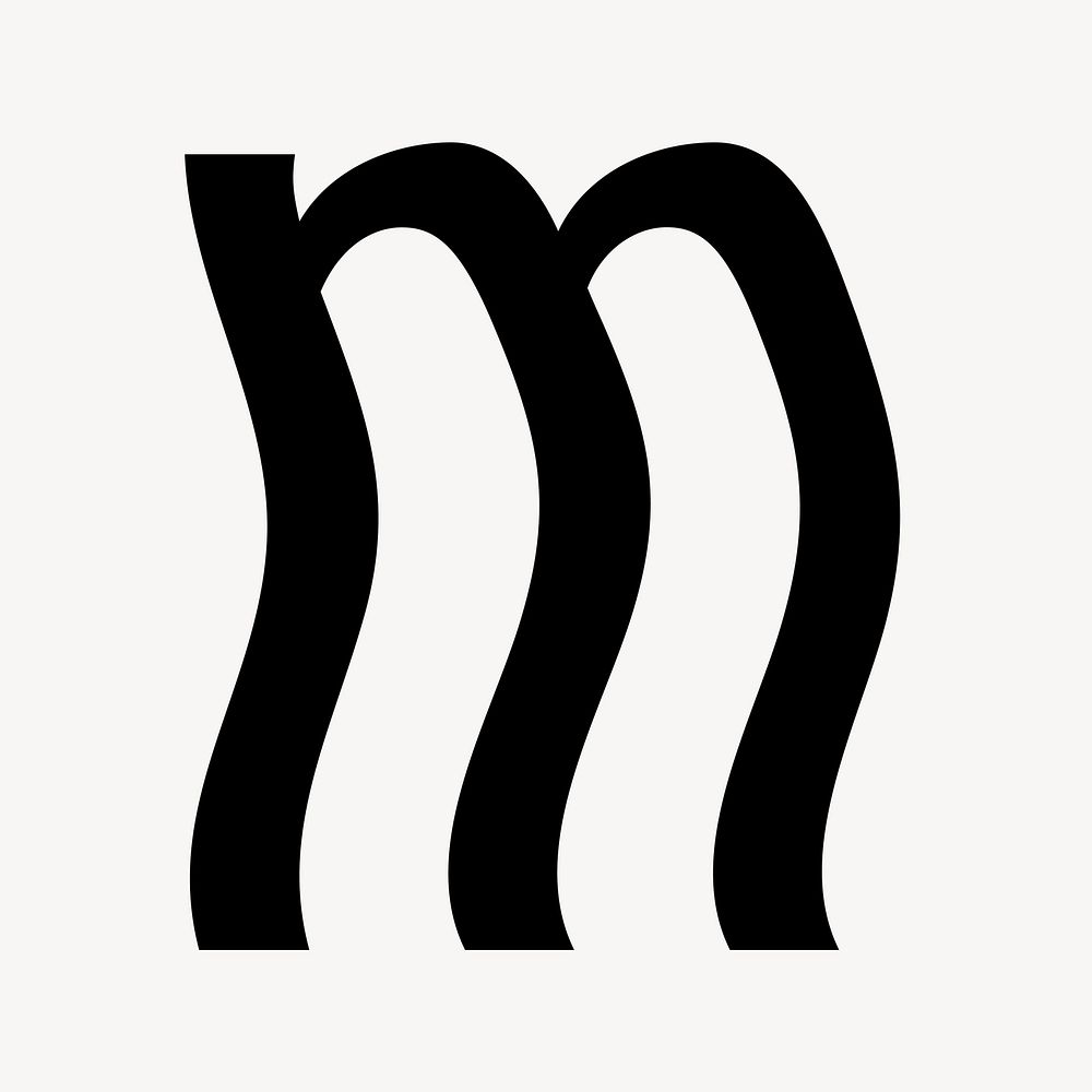 Letter m in black distort font illustration
