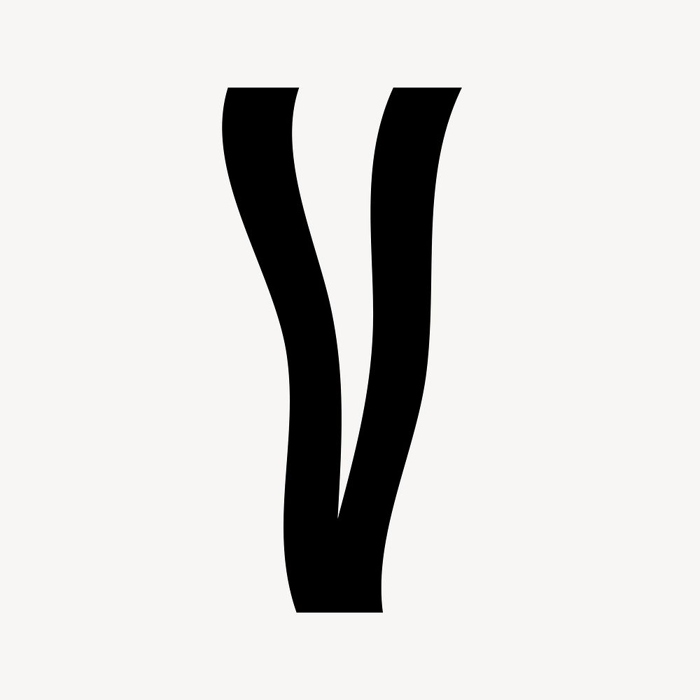Letter v in black distort font illustration