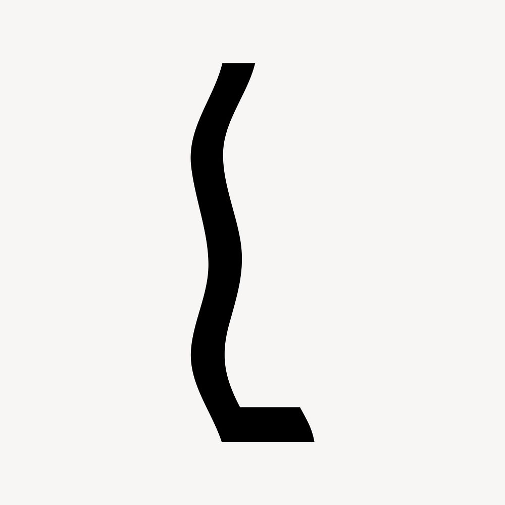 Letter L in black distort font illustration