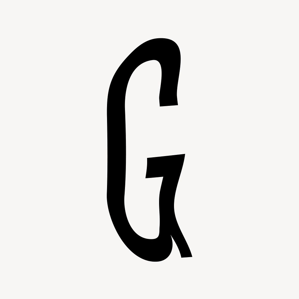 Letter G in black distort font illustration