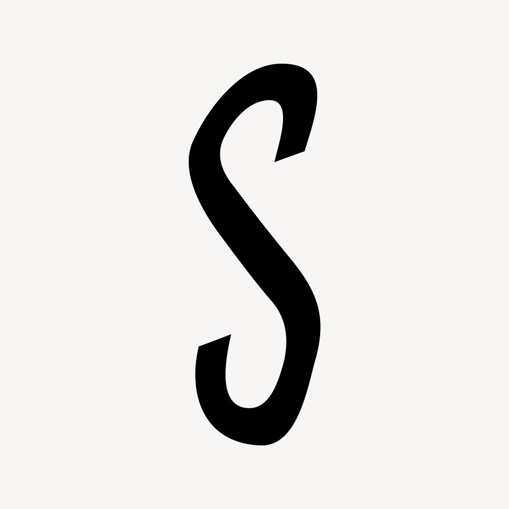 Letter S in black distort font illustration