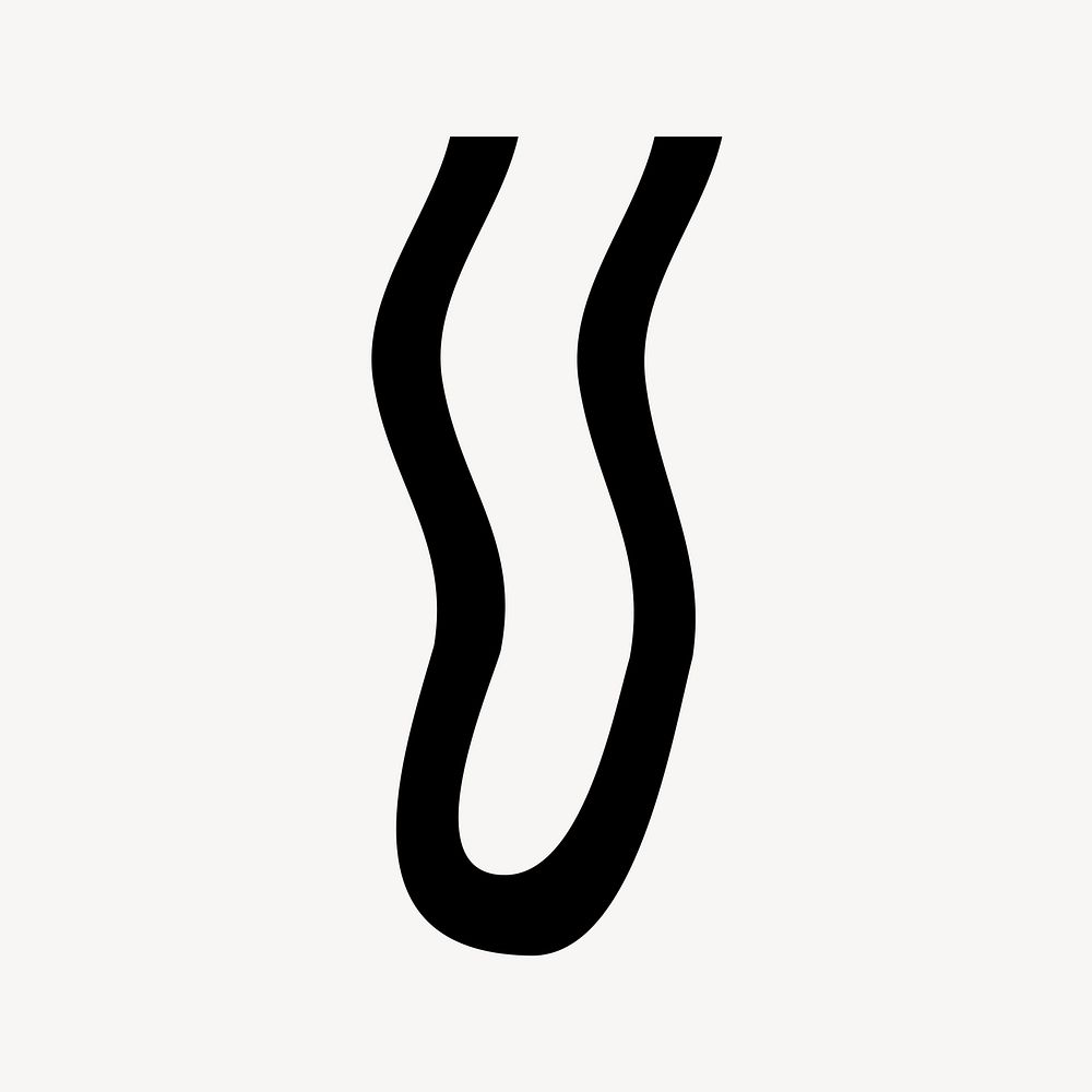 Letter U in black distort font illustration
