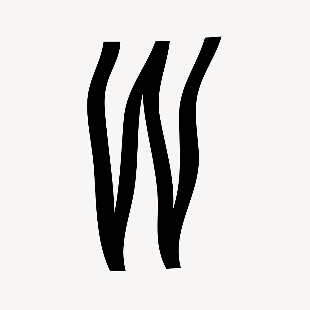 Letter W in black distort font illustration