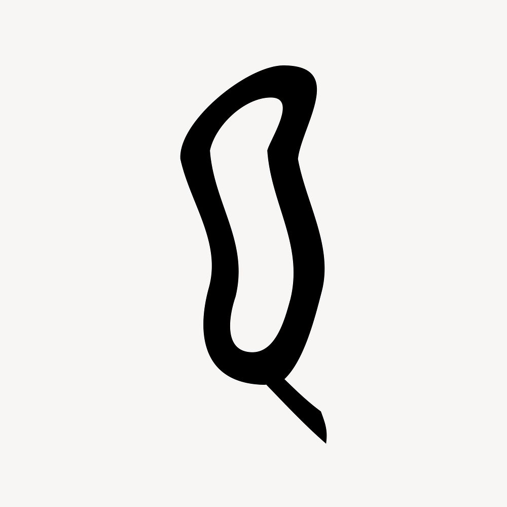 Letter Q in black distort font illustration