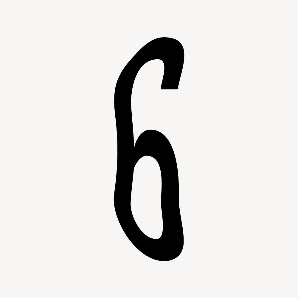 Number 6 in black distort font illustration