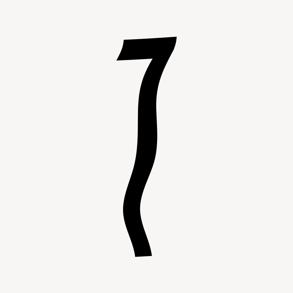 Number 7 in black distort font illustration