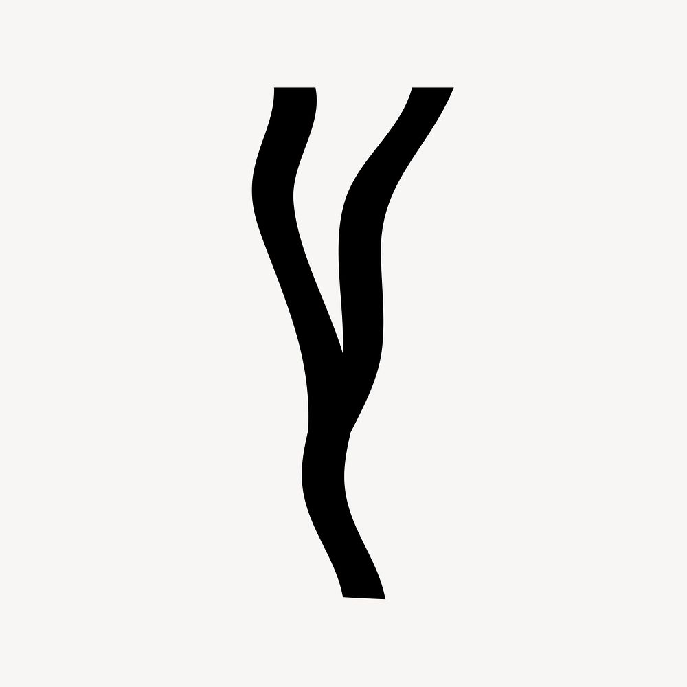 Letter Y in black distort font illustration