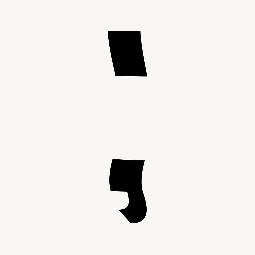 Semicolon in black distort sign illustration