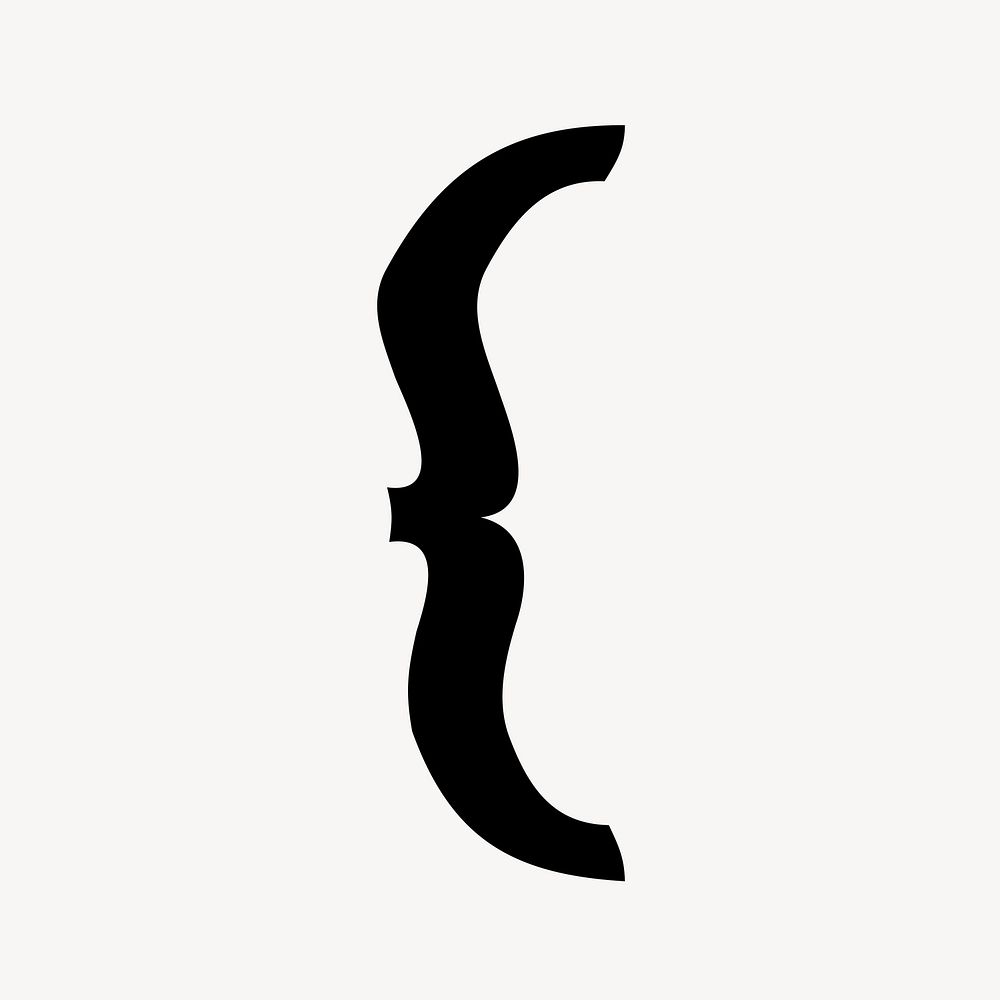 Curly bracket in black distort sign illustration