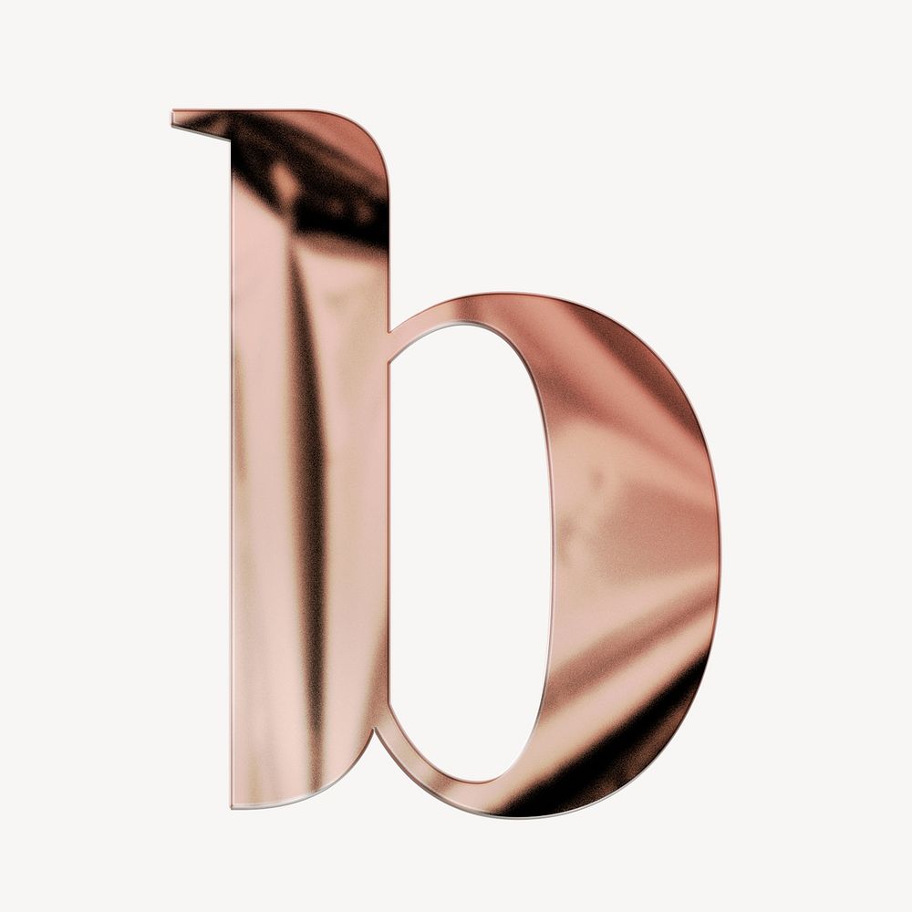 Letter b rose gold textured font illustration