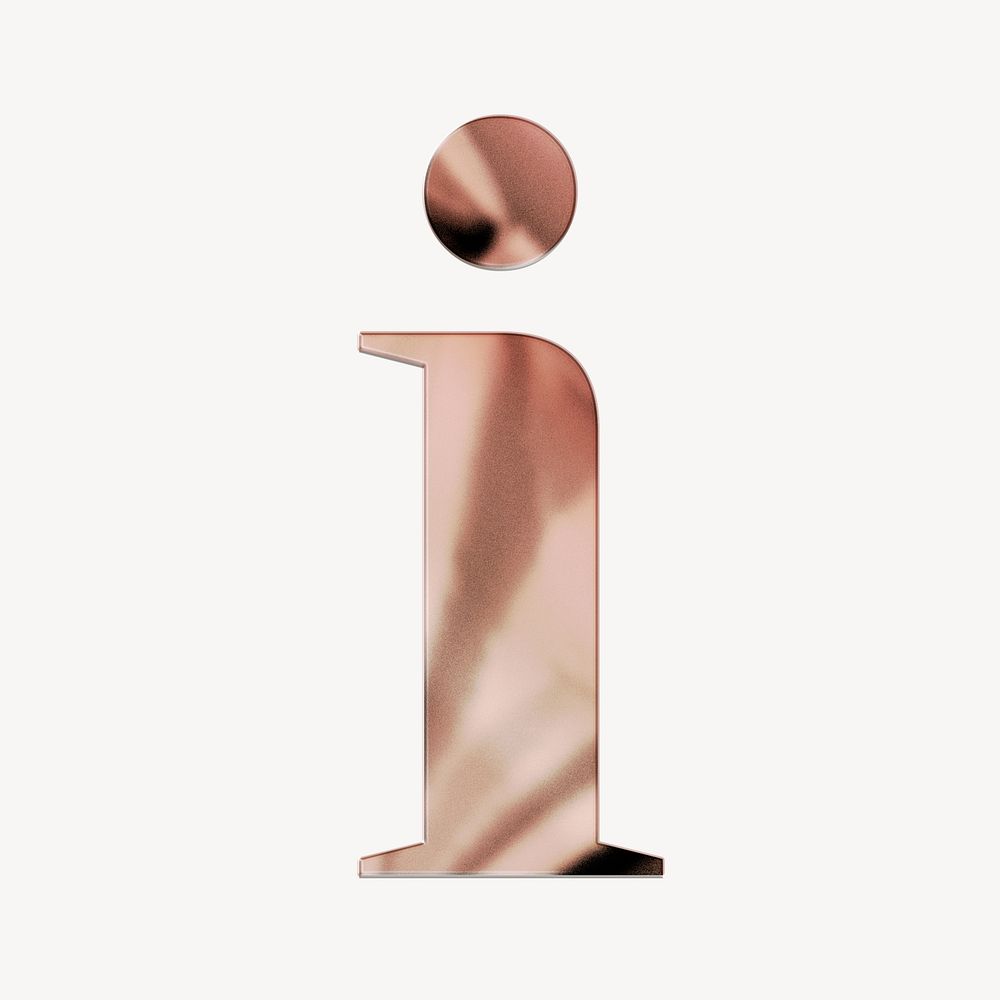 Letter i rose gold textured font illustration