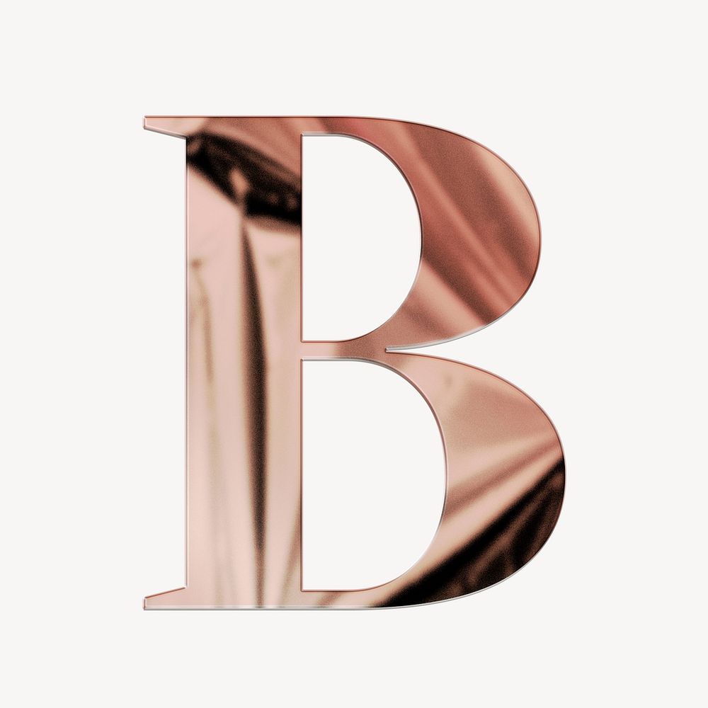 Letter B rose gold textured font illustration