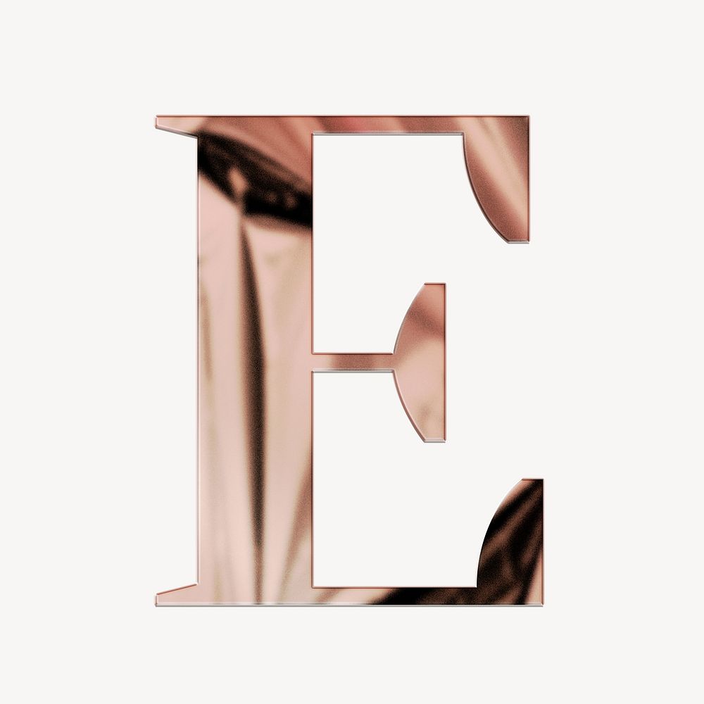 Letter E rose gold textured font illustration