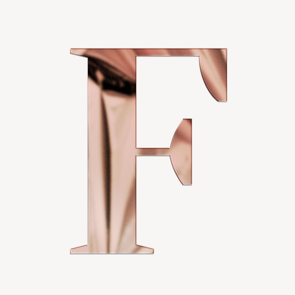 Letter F rose gold textured font illustration