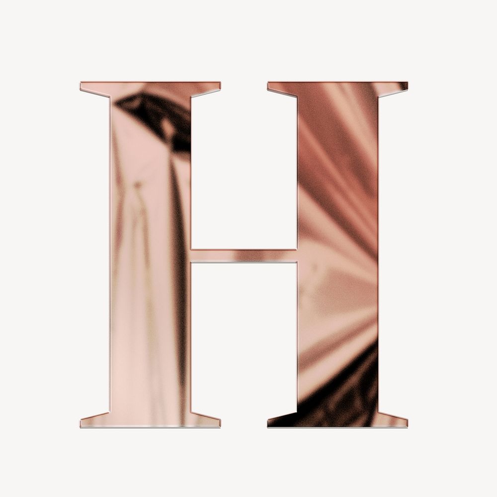 Letter H rose gold textured font illustration