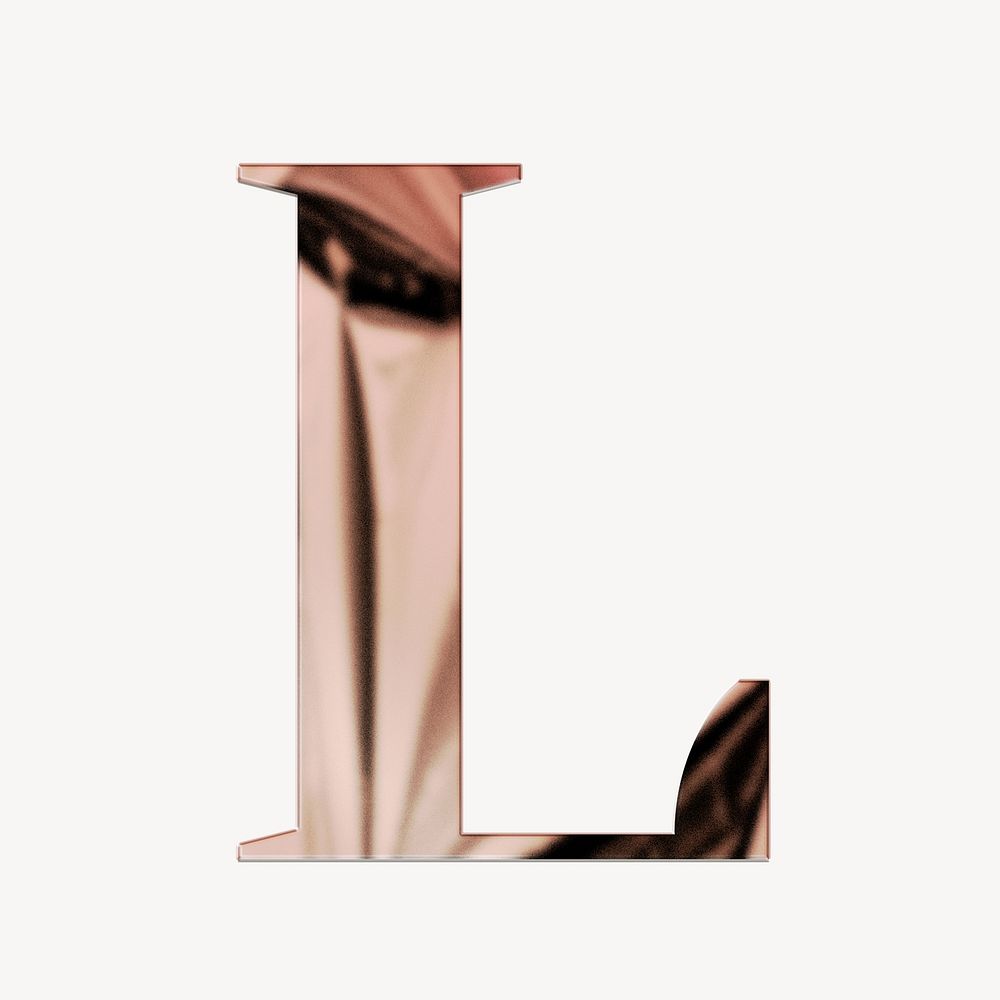 Letter L rose gold textured font illustration