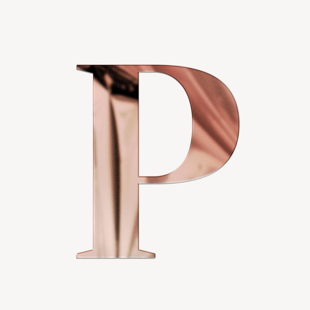 Letter P rose gold textured font illustration