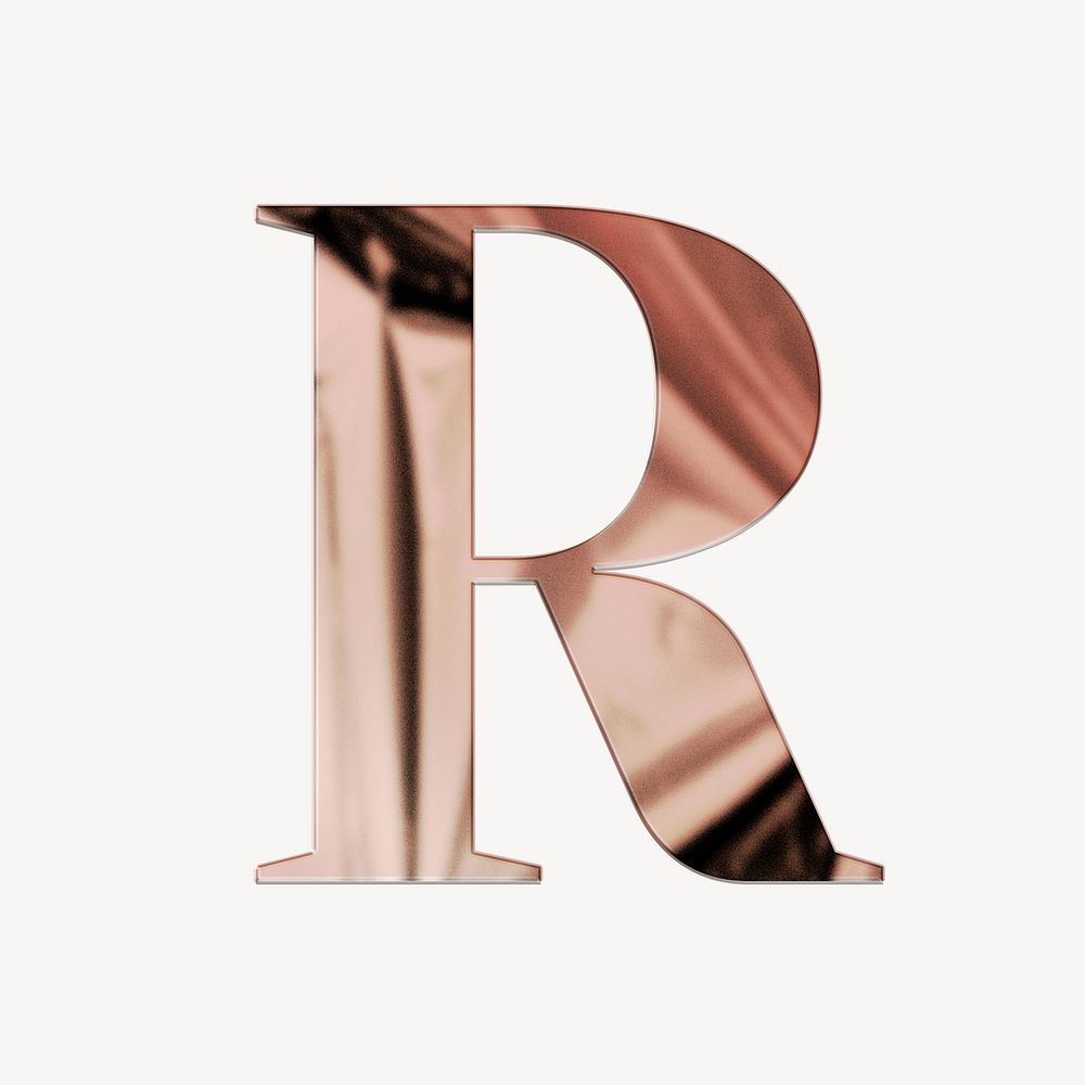 Letter R rose gold textured font illustration