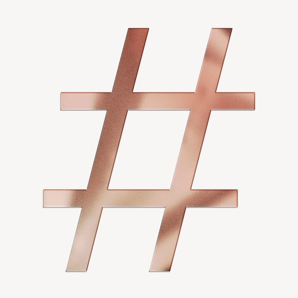 Hashtag rose gold textured  sign illustration