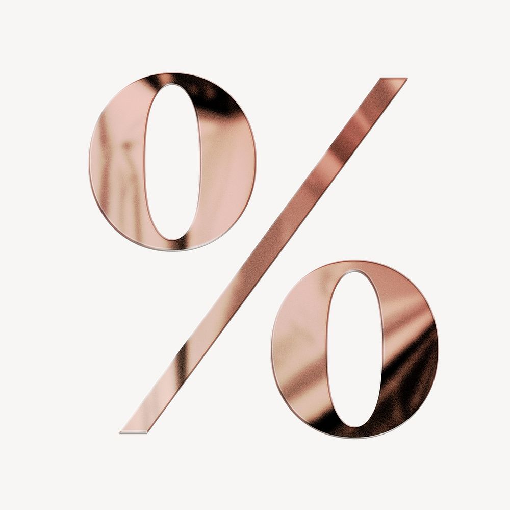 Percentage rose gold textured  sign illustration