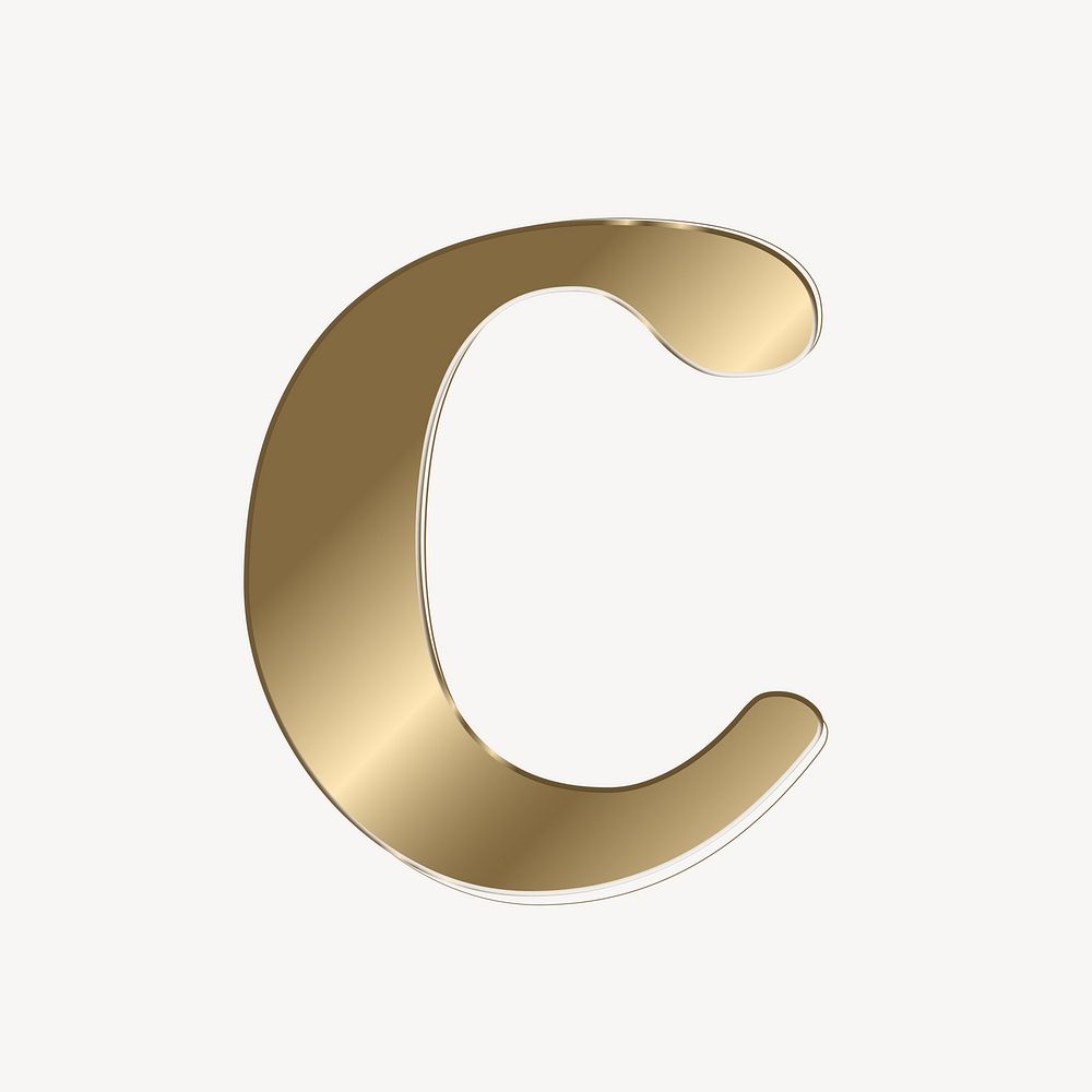 Letter c in gold metallic font illustration