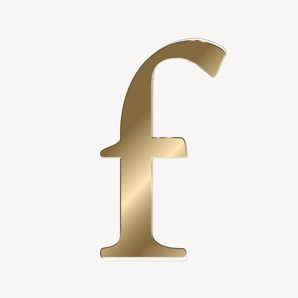 Letter f in gold metallic font illustration