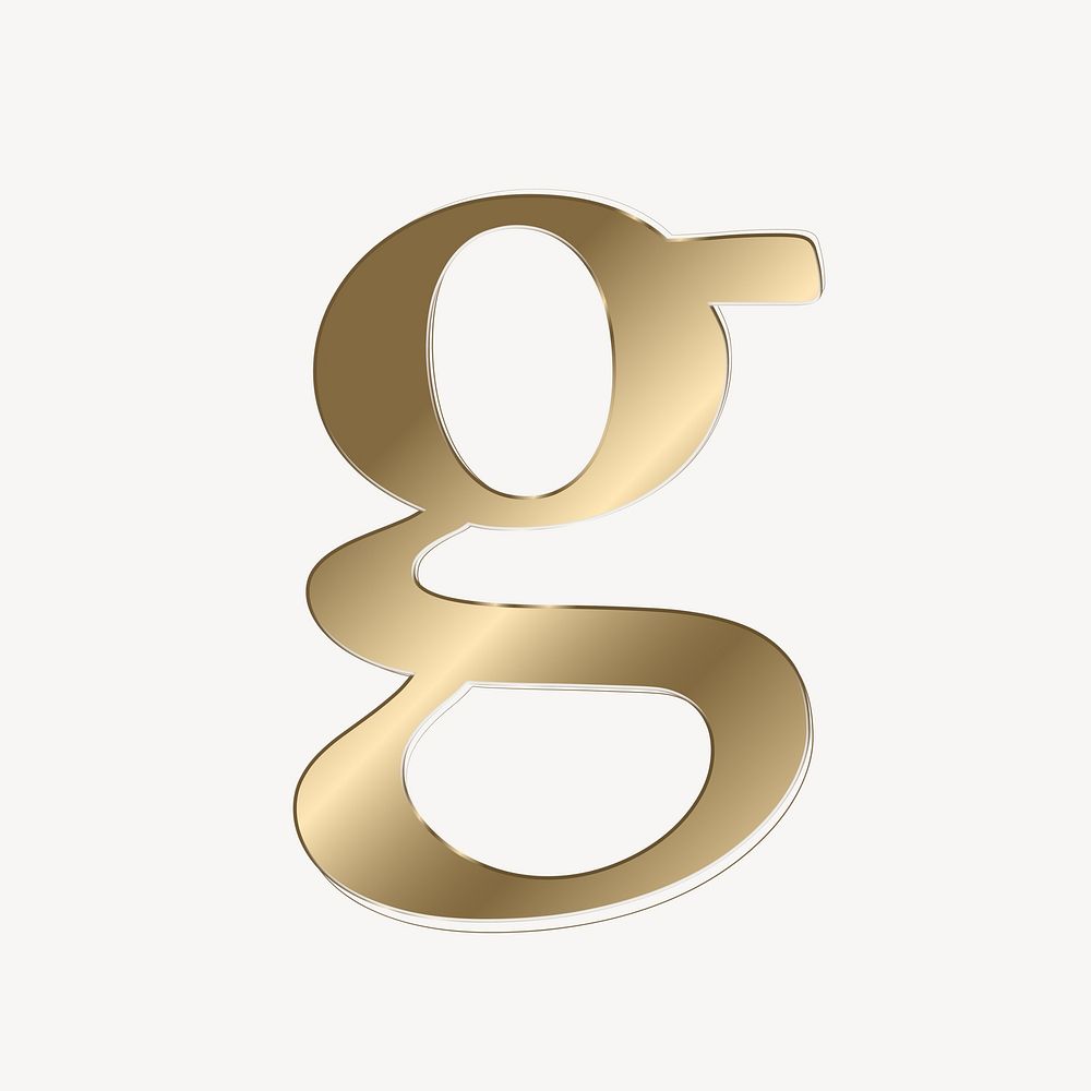 Letter g in gold metallic font illustration