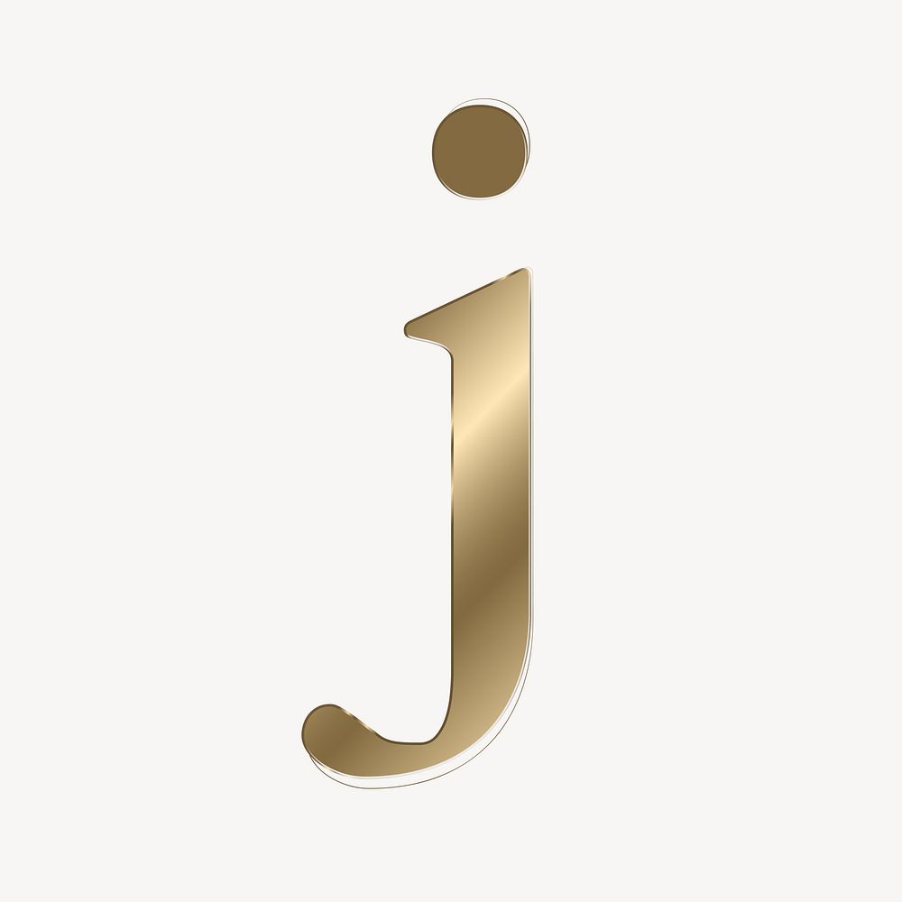 Letter j in gold metallic font illustration