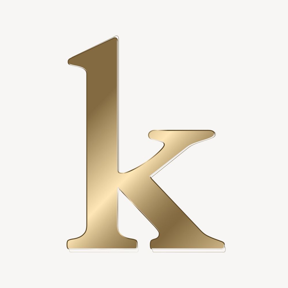 Letter k in gold metallic font illustration