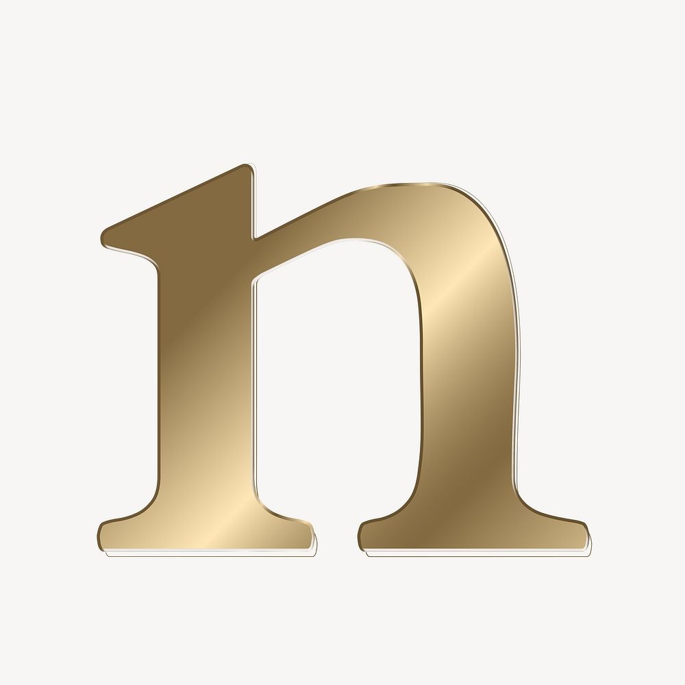 Letter n in gold metallic font illustration