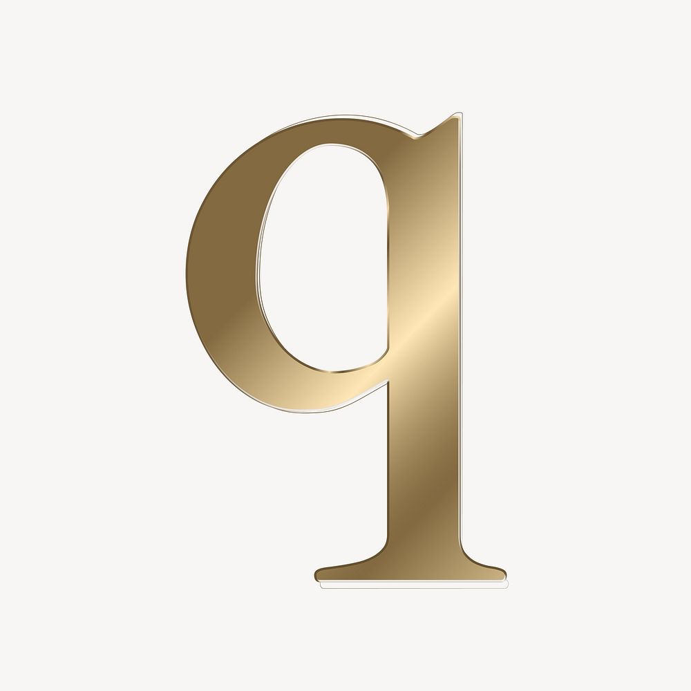 Letter q in gold metallic font illustration