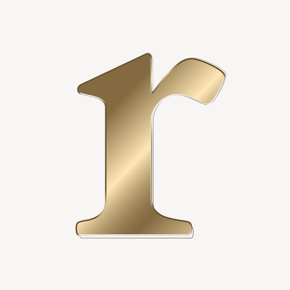 Letter r in gold metallic font illustration