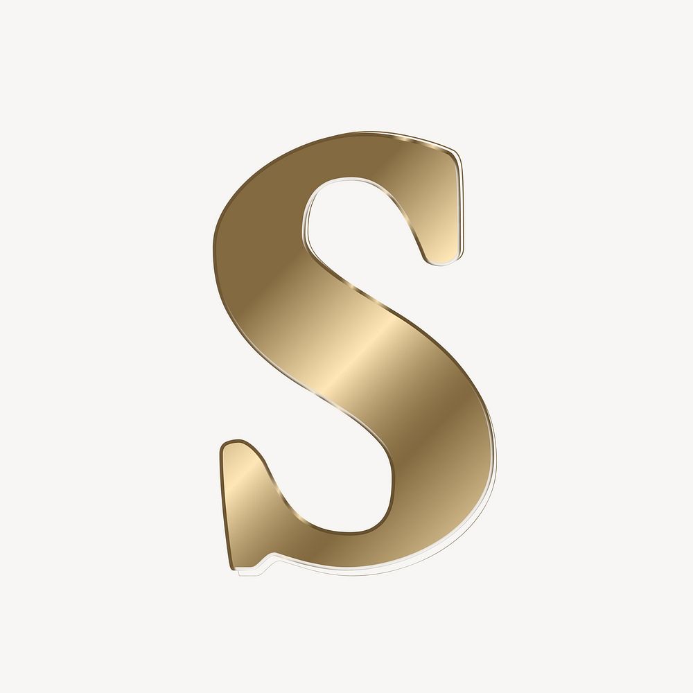 Letter s in gold metallic font illustration