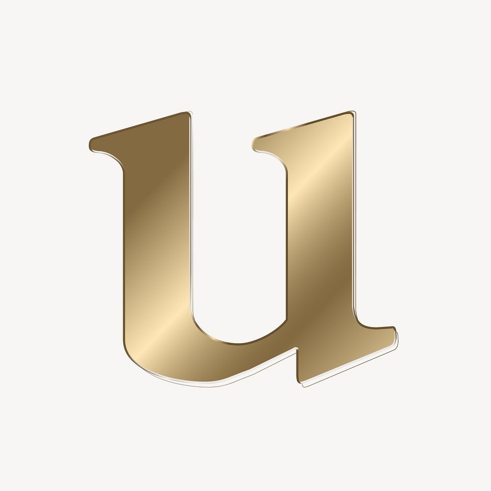 Letter u in gold metallic font illustration