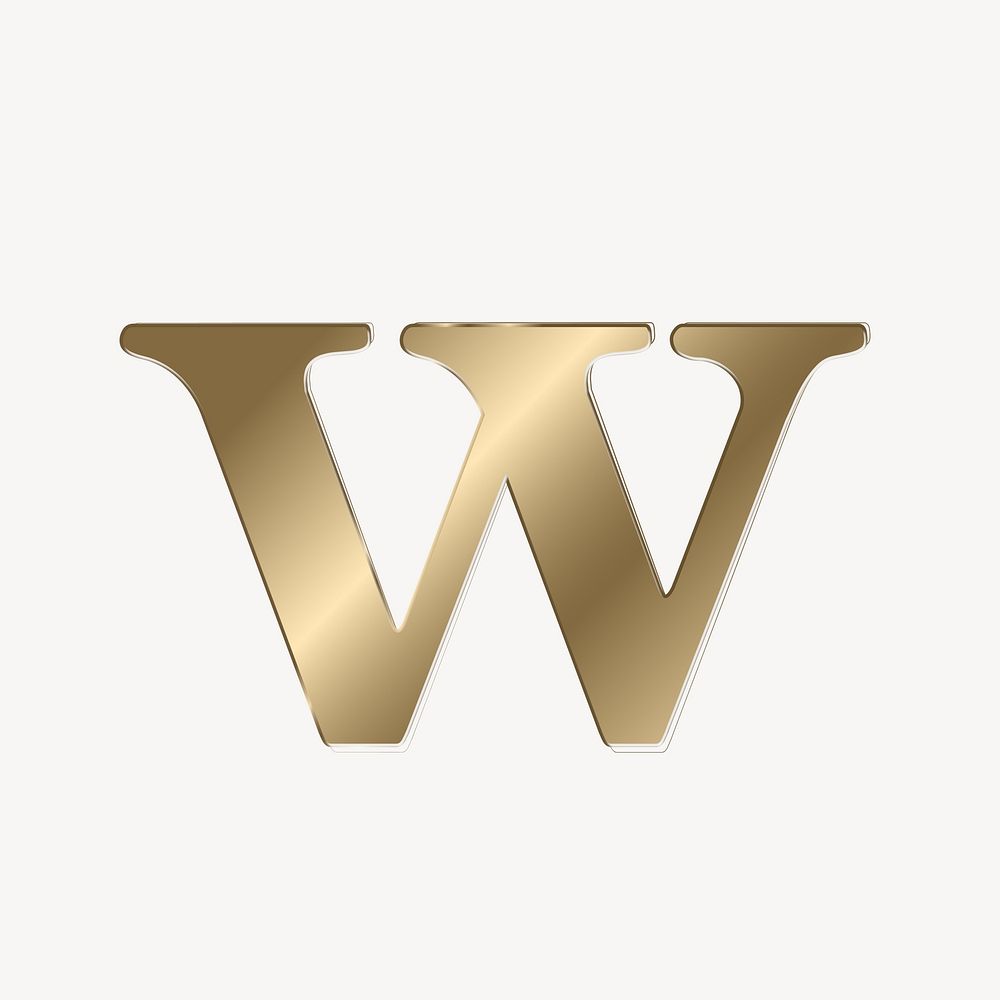 Letter w in gold metallic font illustration