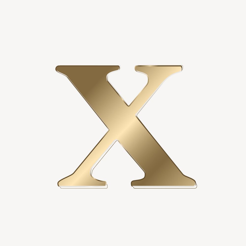 Letter x in gold metallic font illustration