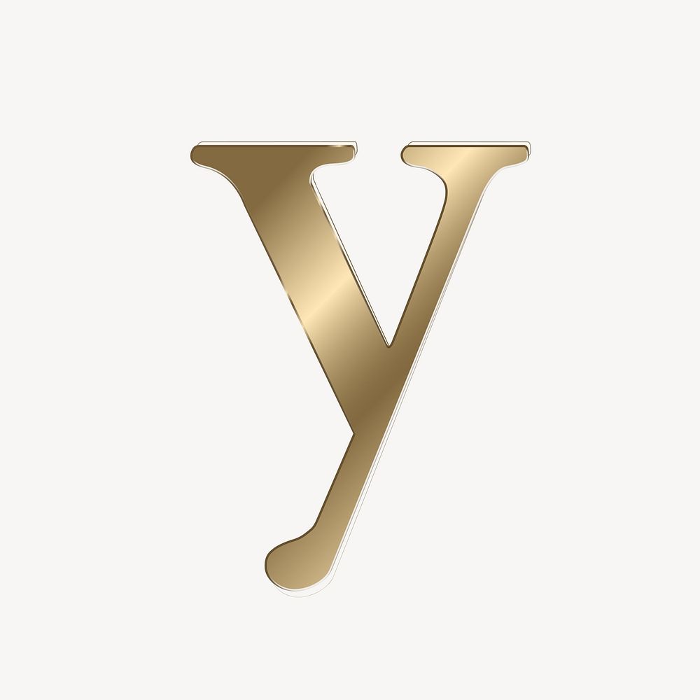 Letter y in gold metallic font illustration