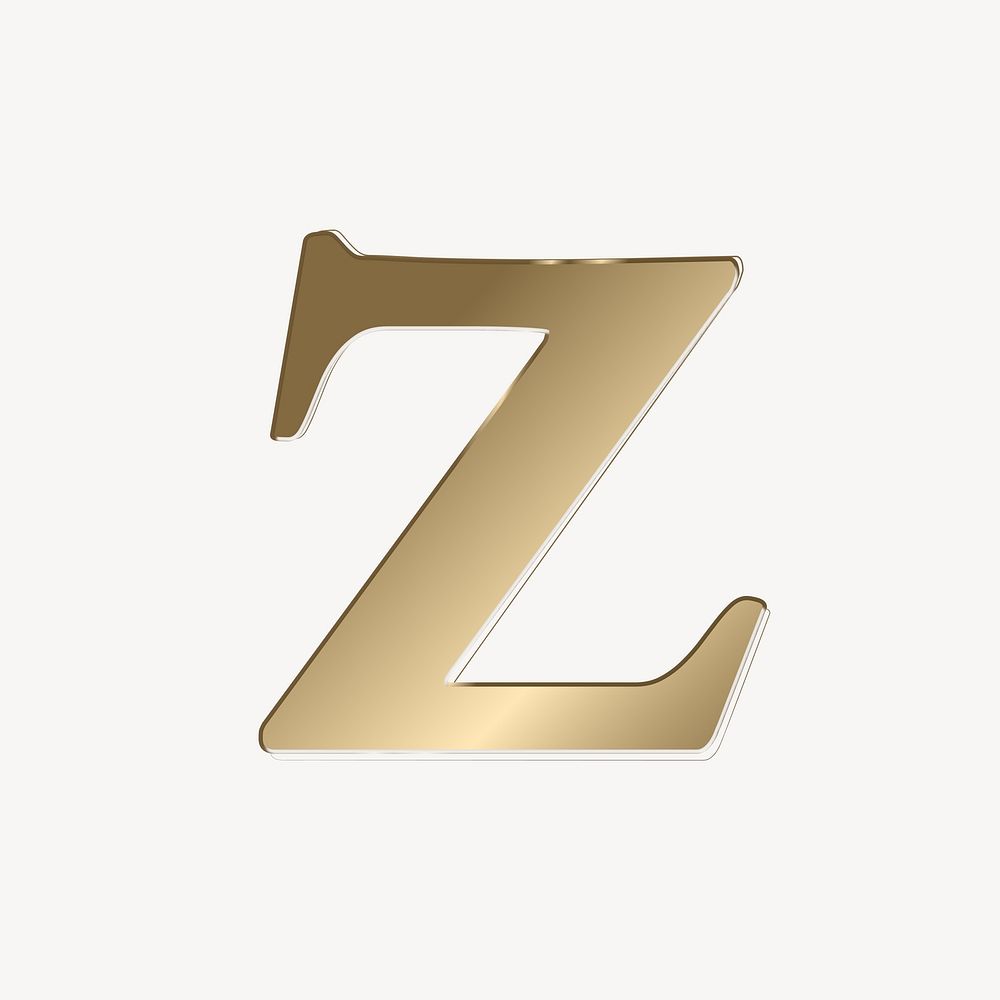 Letter z in gold metallic font illustration