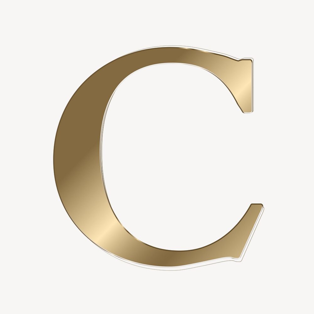 Letter c in gold metallic font illustration