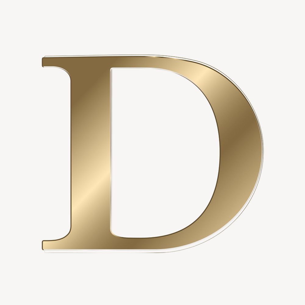 Letter d in gold metallic font illustration