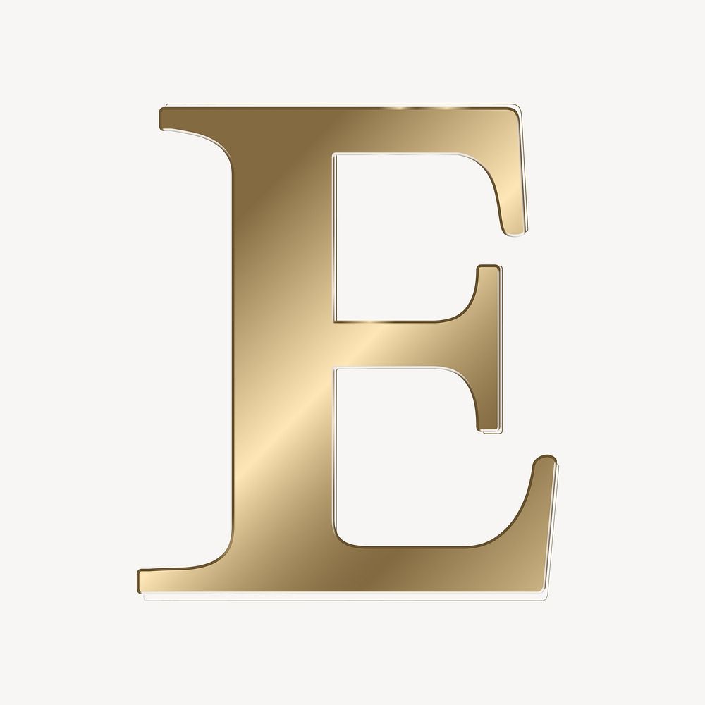 Letter e in gold metallic font illustration