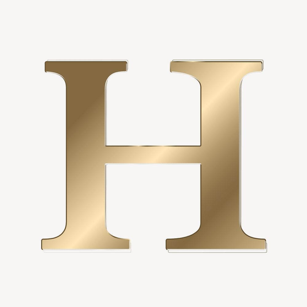 Letter h in gold metallic font illustration