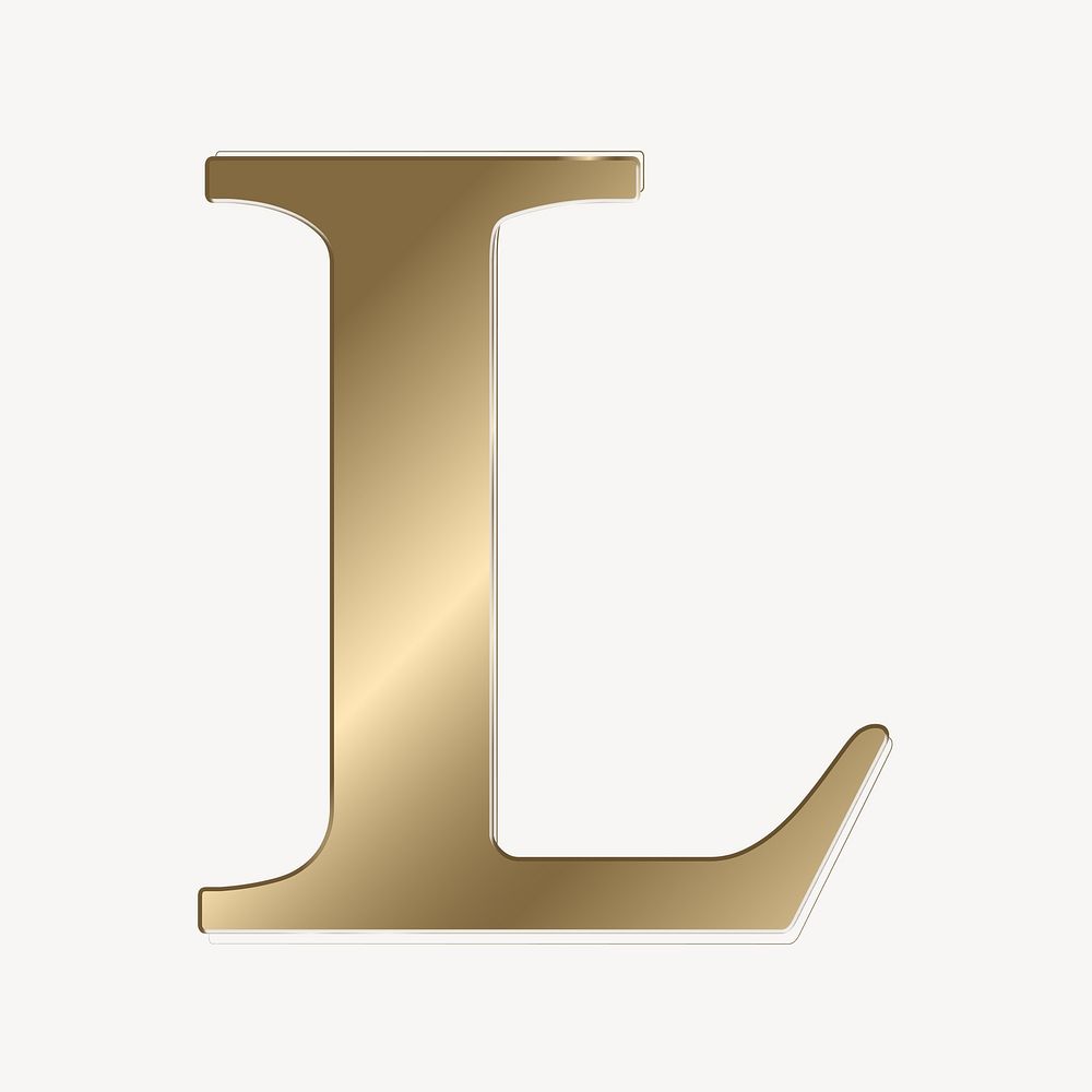 Letter l in gold metallic font illustration