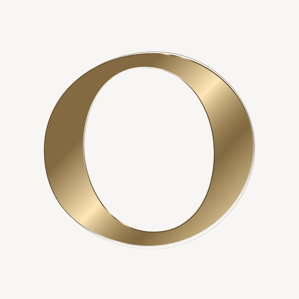 Letter o in gold metallic font illustration