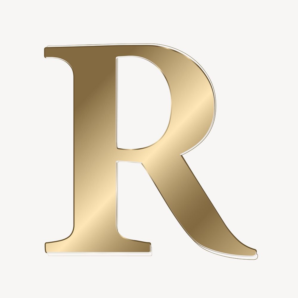 Letter r in gold metallic font illustration