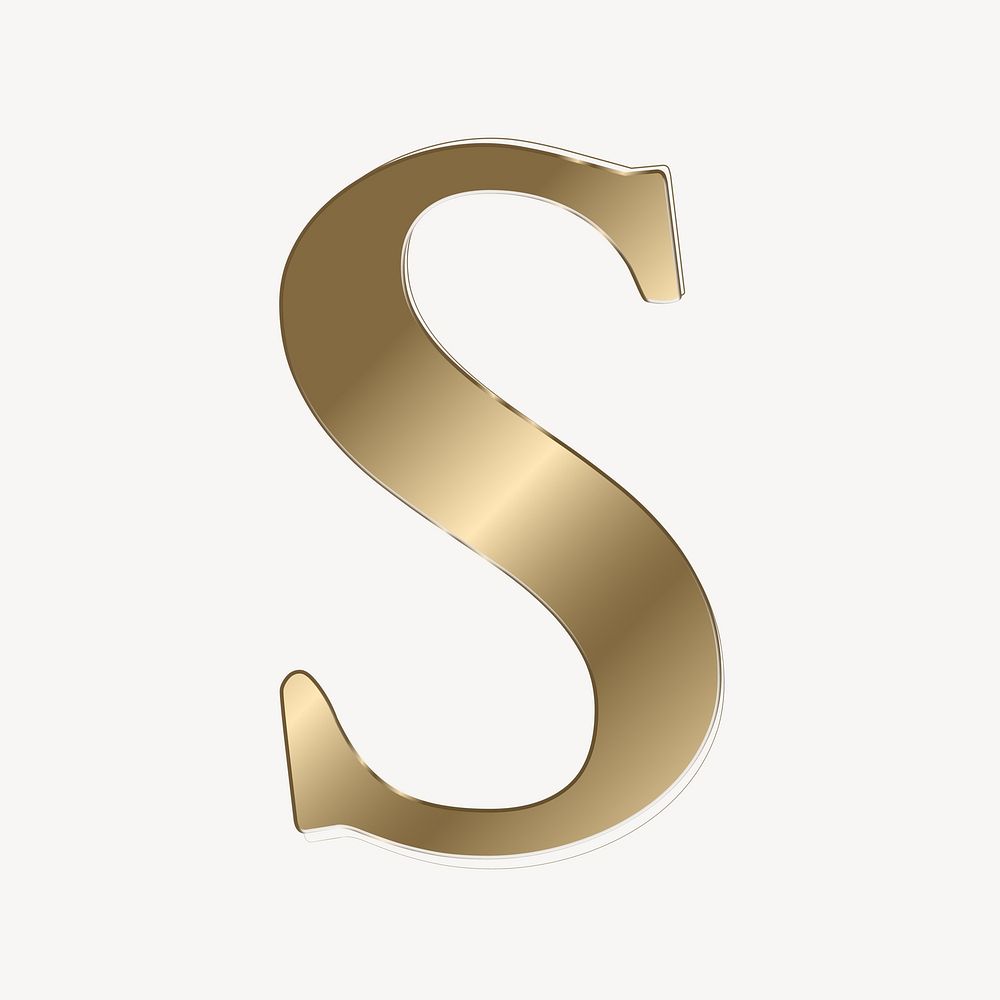 Letter s in gold metallic font illustration