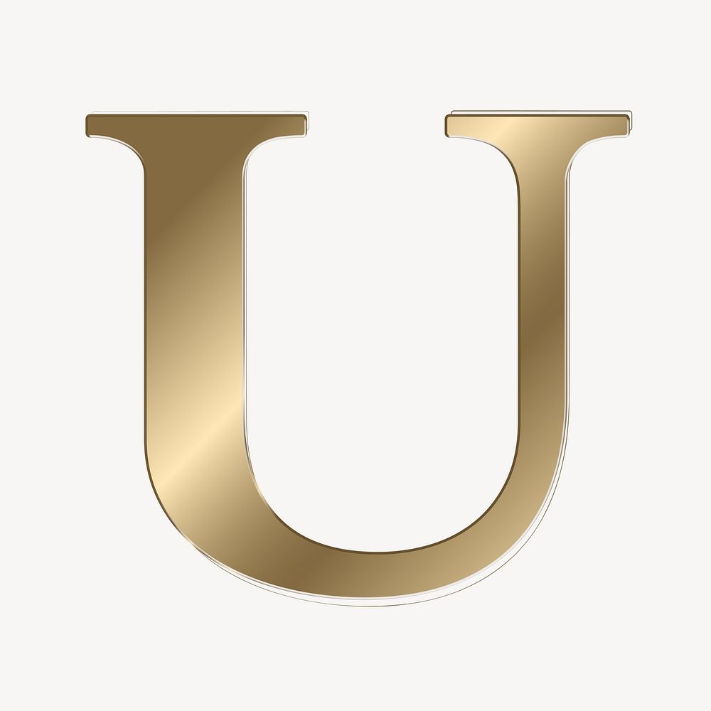 Letter u in gold metallic font illustration